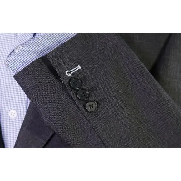 Stanley Ley Legal Outfitters Gray Plaid Wool 2-Btn Blazer Jacket 36S